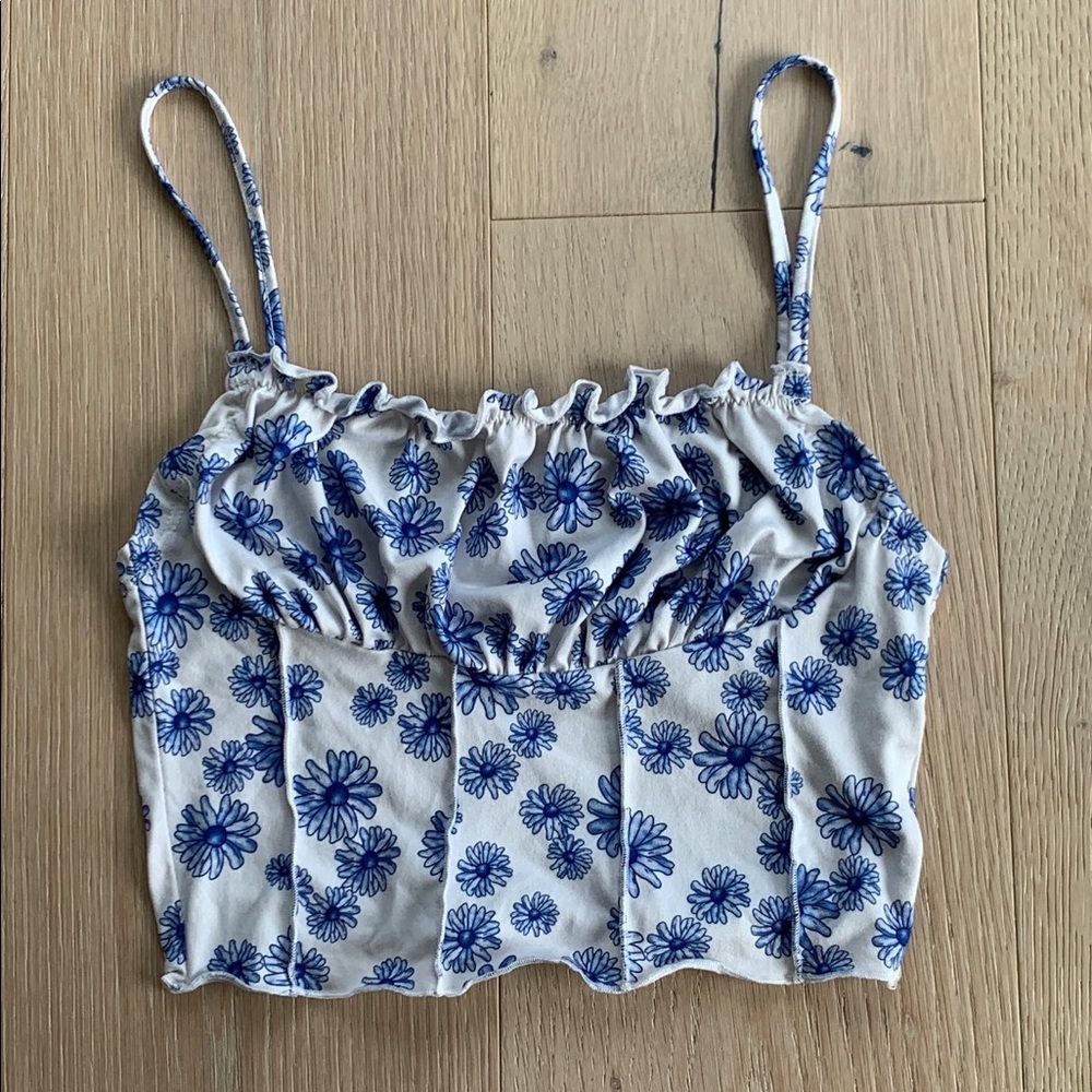 SHEIN blue flower crop top